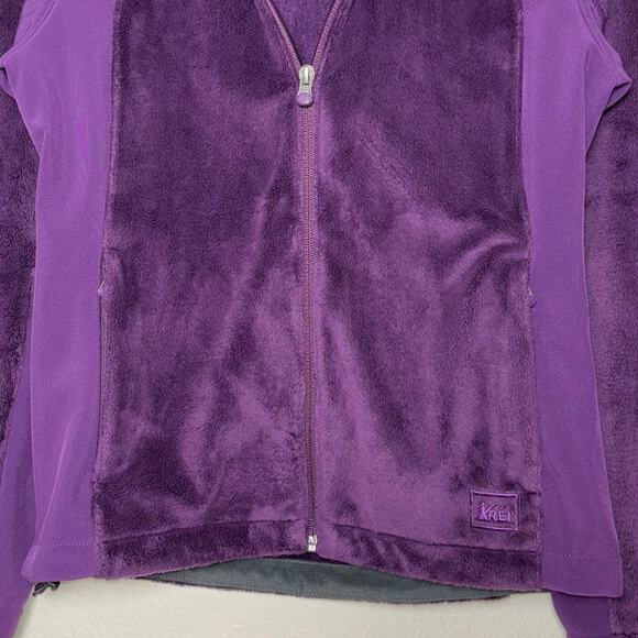 Rei Purple Plush Fleece Zip Up Jacket Mock Neck Women's XS Teddy Bear fuzzy - Picture 7 of 16